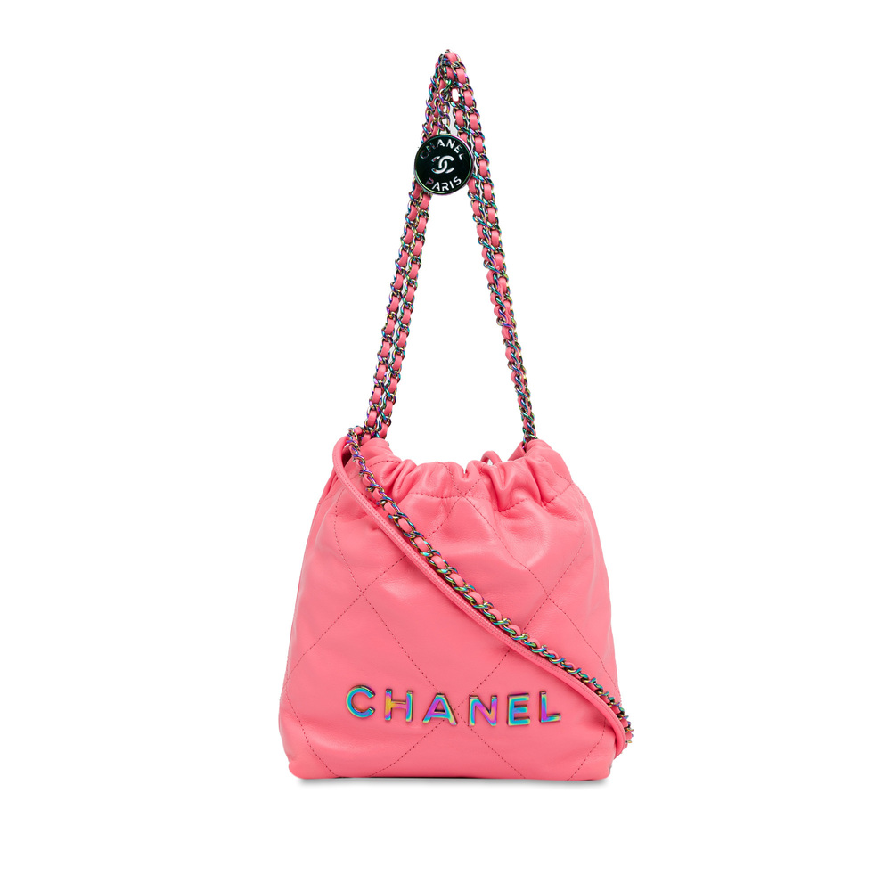 Pre-Loved Chanel Mini Shiny Calfskin Rainbow Hardware 22 Handbag